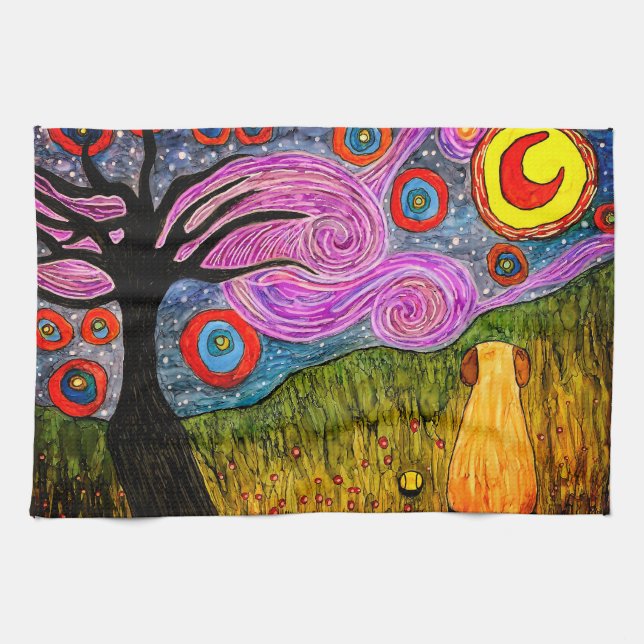 Serviette de cuisine de chien mignonne et colorée (Horizontal)