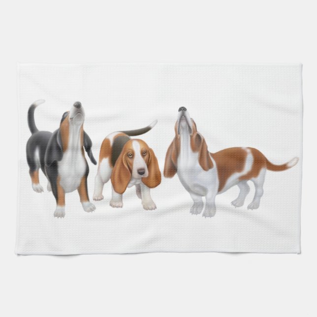 Serviette de cuisine de chiens de basset (Horizontal)