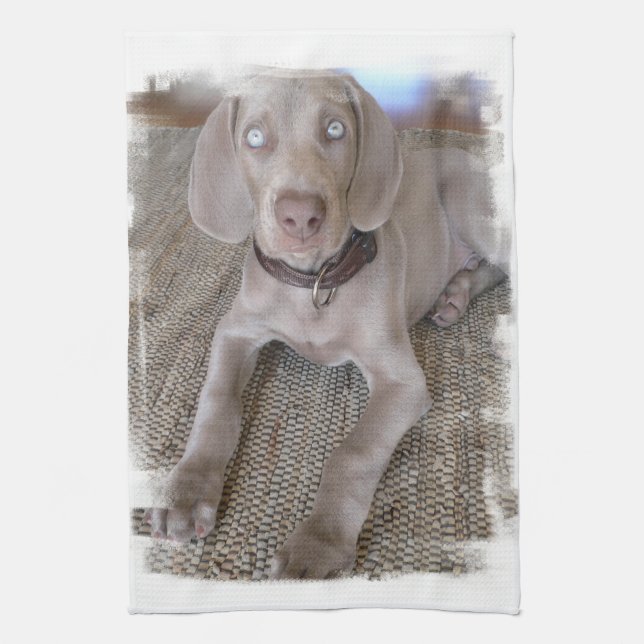 Serviette de cuisine de chiot de Weimaraner (Vertical)