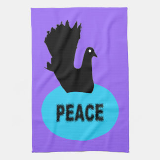 Serviette de cuisine de colombe de paix noire et b