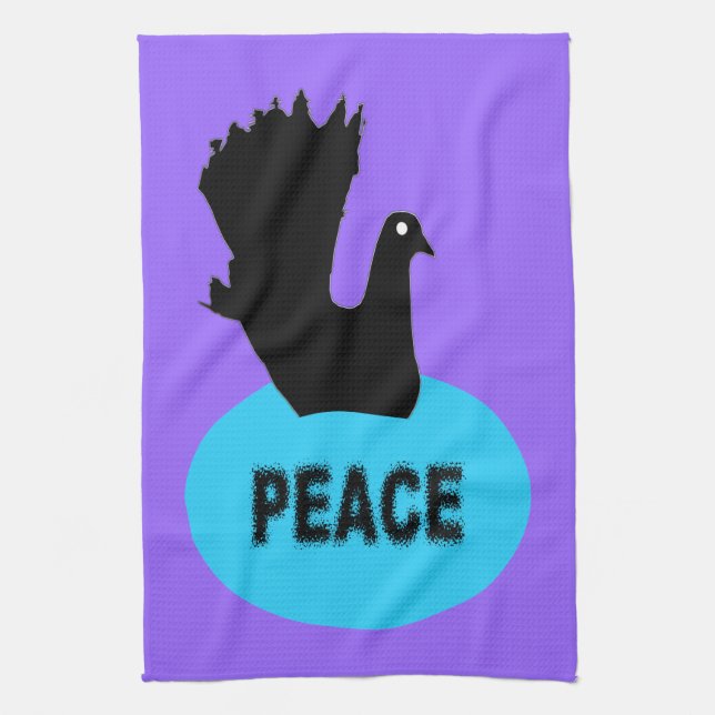 Serviette de cuisine de colombe de paix noire et b (Vertical)