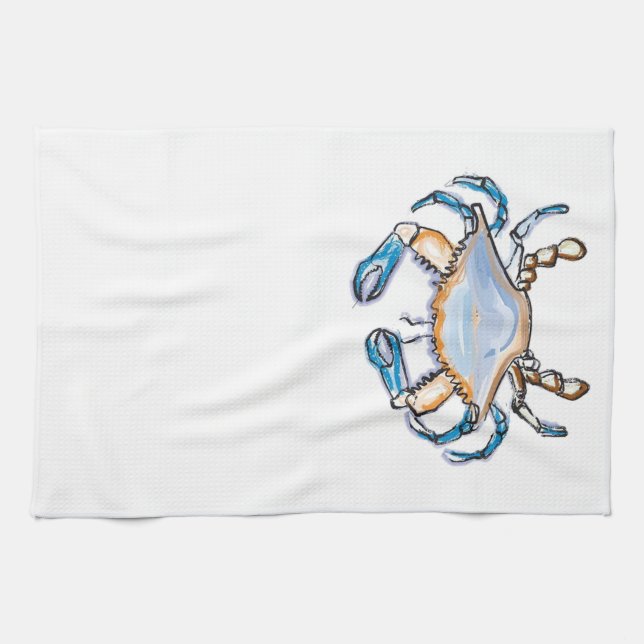 Serviette de cuisine de crabe bleu (Horizontal)