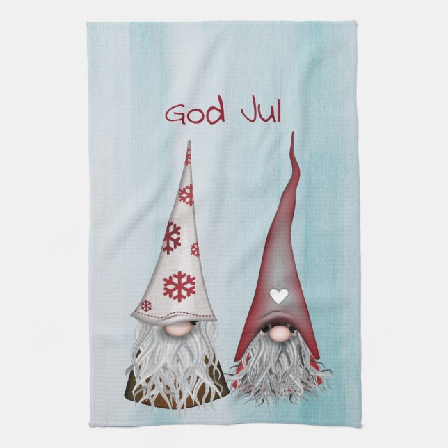 Serviette de cuisine de Dieu Jul Gnome (Vertical)