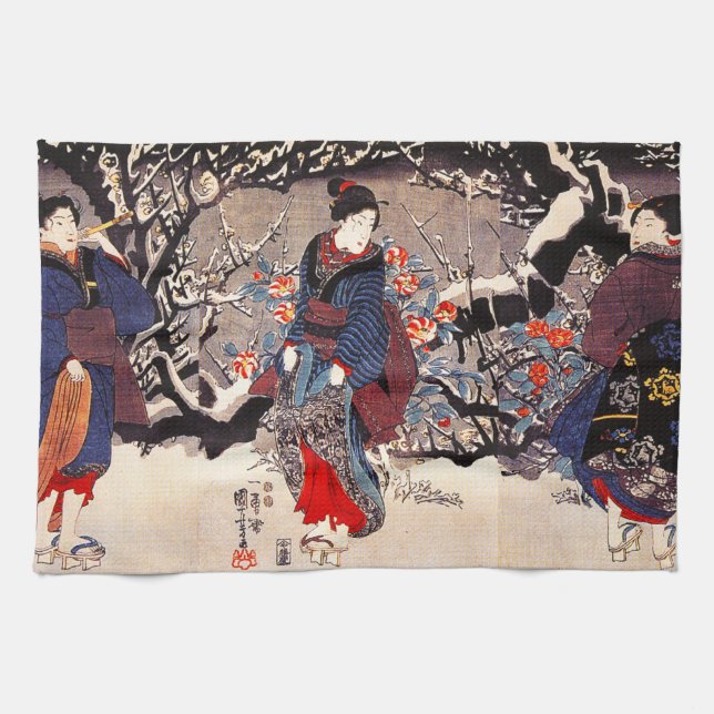 Serviette de cuisine de femmes de Kuniyoshi trois (Horizontal)
