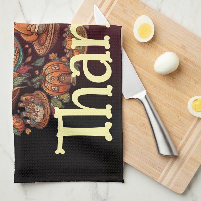 Serviette de cuisine de fête de récolte d'automne  (Quart Plié)