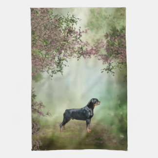 Serviette de cuisine de fleur de rottweiler