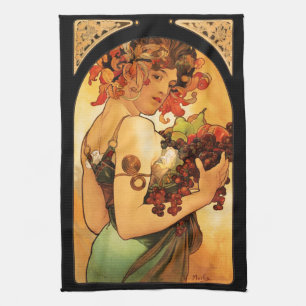 Serviette de cuisine de fruit d'Alphonse Mucha