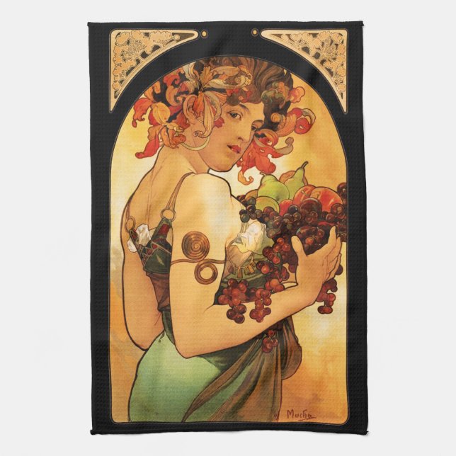 Serviette de cuisine de fruit d'Alphonse Mucha (Vertical)