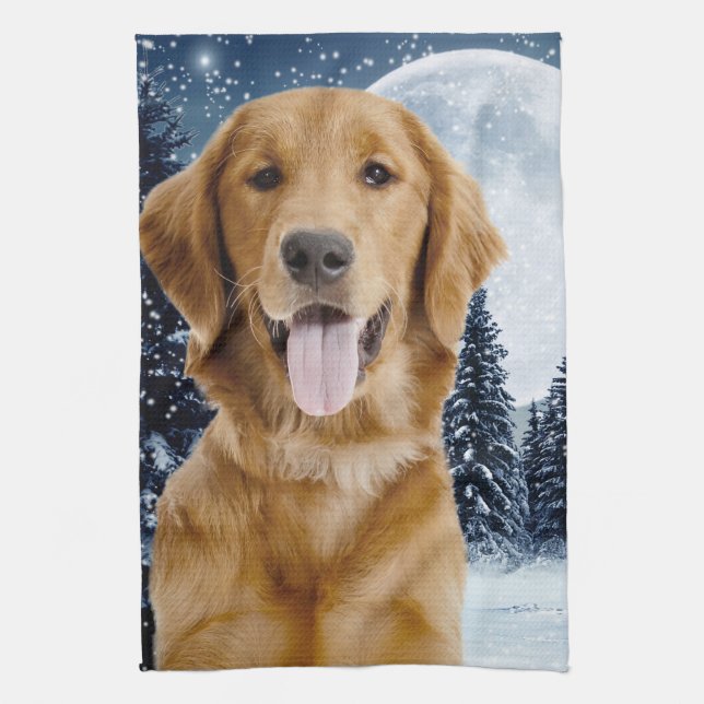 Serviette de cuisine de golden retriever (Vertical)