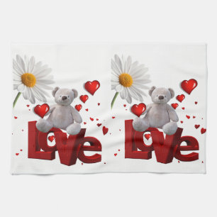 Serviette de cuisine de la Saint-Valentin, ours en