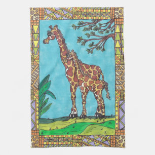 Serviette de cuisine de maman et de bébé de girafe