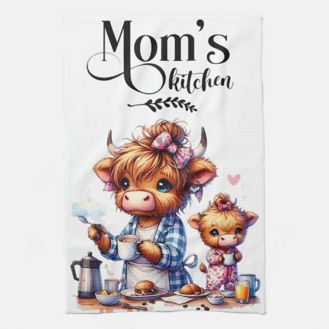 Serviette de cuisine de maman Highland Vache maman (Vertical)