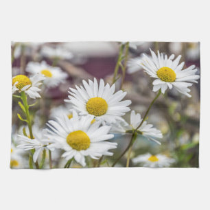 Serviette de cuisine de marguerites blanches