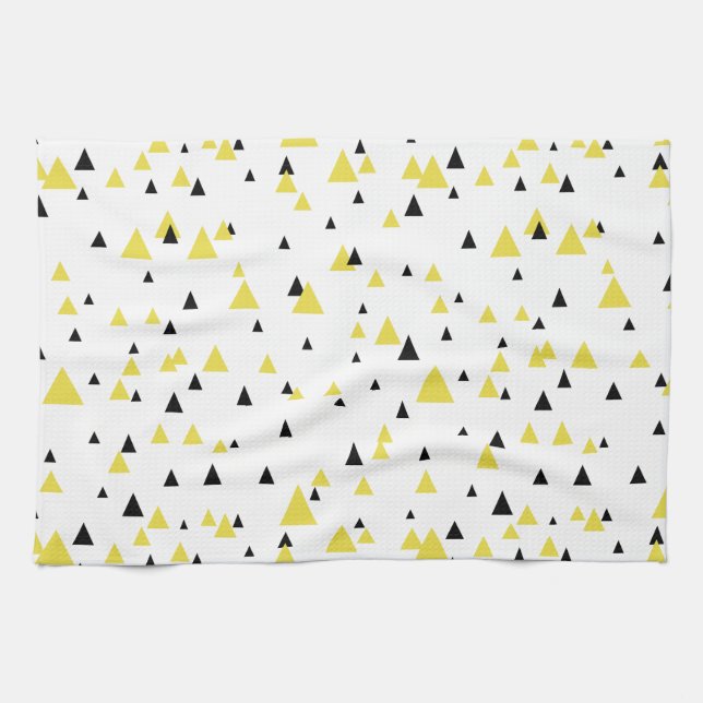 Serviette de cuisine de Motif géométrique jaune et (Horizontal)