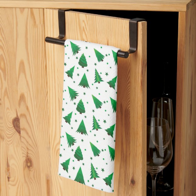 Serviette de cuisine de Noël Arbres (Pliage en tiers)