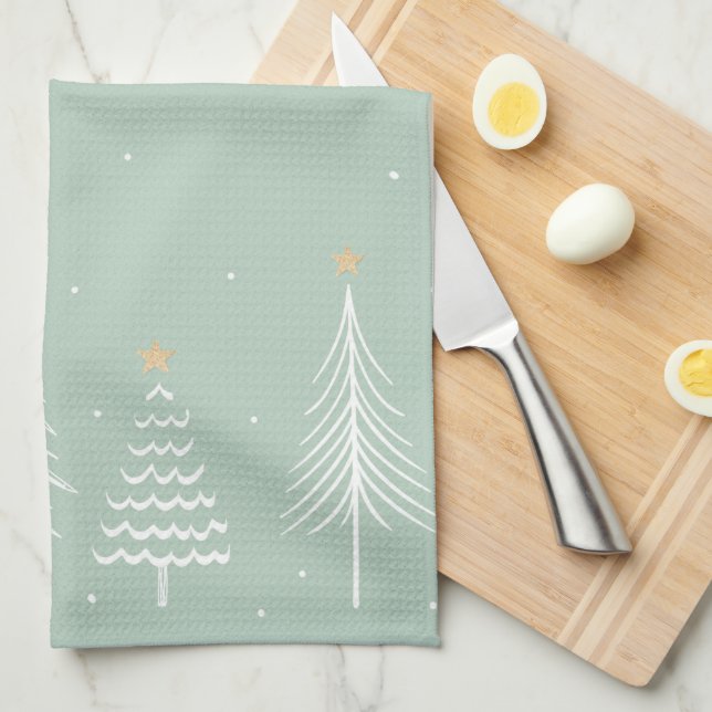 Serviette de cuisine de Noël Arbres (Quart Plié)