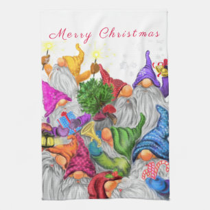 Serviette de cuisine de Noël Bonne fête des Gnomes