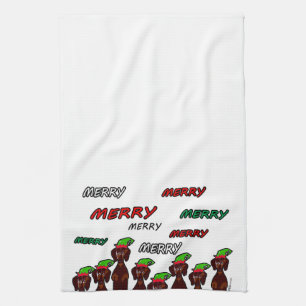 Serviette de cuisine de Noël de beaucoup joyeuse