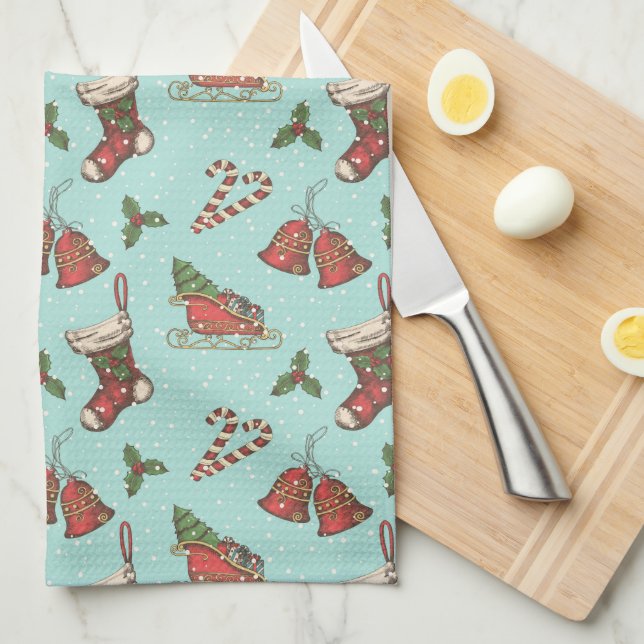 Serviette de cuisine de Noël Vintage (Quart Plié)