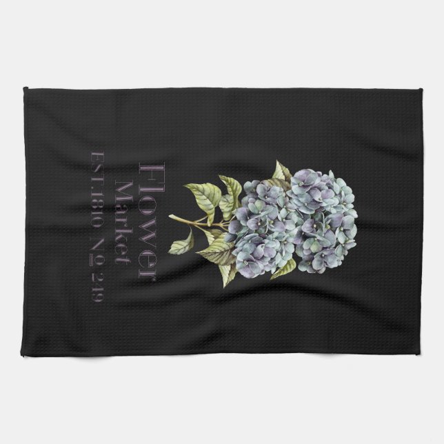 Serviette de cuisine de noir du marché de fleur (Horizontal)