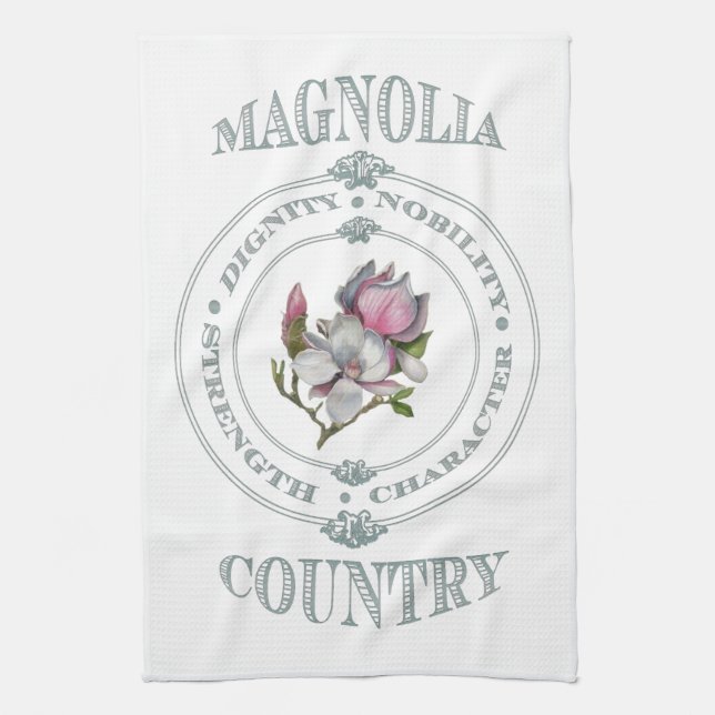 Serviette de cuisine de pays de magnolia (Vertical)