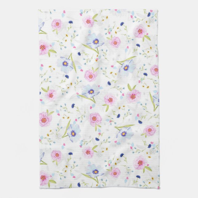 Serviette de cuisine de printemps fleurie (Vertical)
