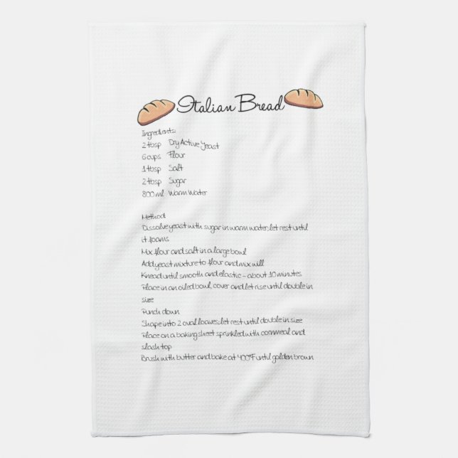 Serviette de cuisine de recette de pain italien (Vertical)