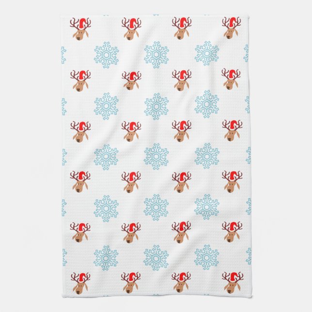 Serviette de cuisine de rennes de père Noël (Vertical)