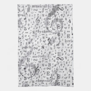 serviette de cuisine de thème de musique de motif