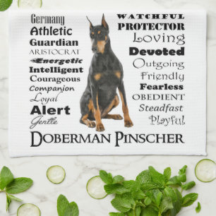 Serviette de cuisine de traits de dobermann