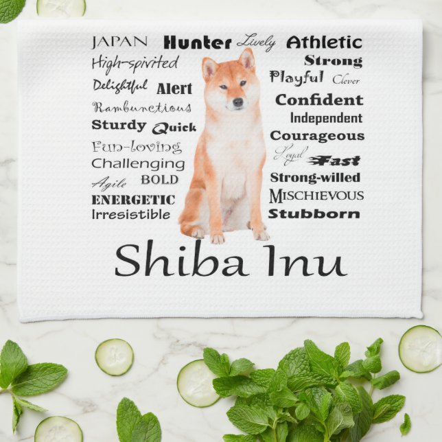 Serviette de cuisine de traits de Shiba Inu (Plié)