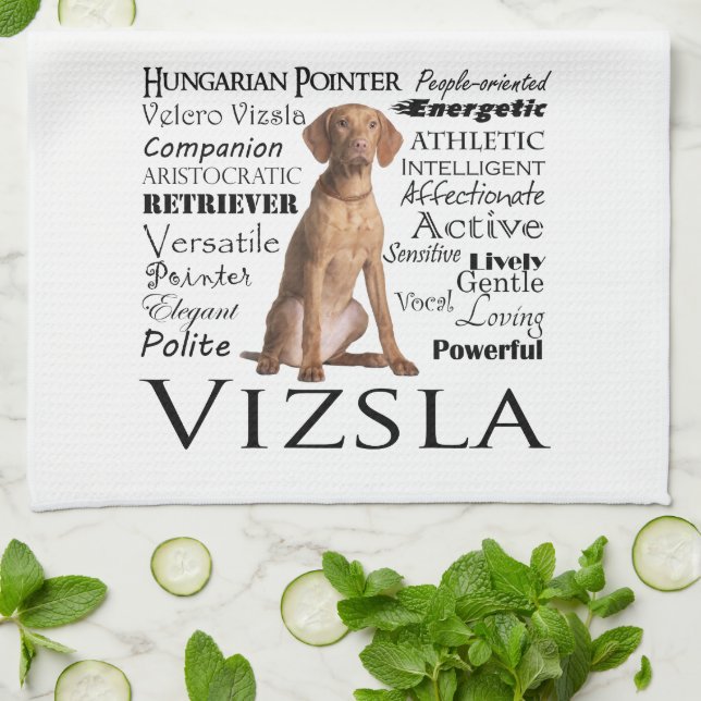 Serviette de cuisine de traits de Vizsla (Plié)
