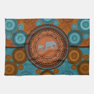 Serviette de cuisine décorée d'éléphants