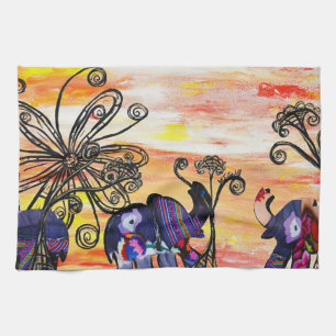 Serviette de cuisine d'éléphants d'Asie