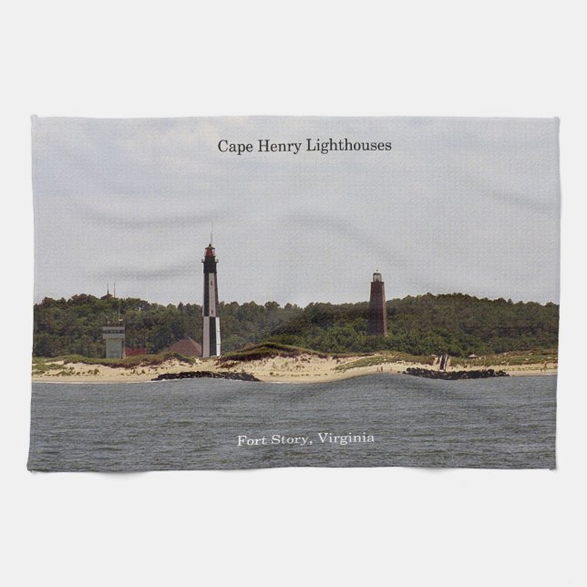 Serviette de cuisine des phares Cape Henry (Horizontal)