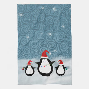 Serviette de cuisine des pingouins de Noël
