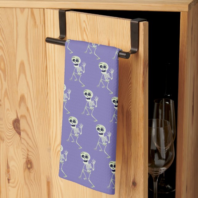 Serviette de cuisine d'Halloween squelette (Pliage en tiers)