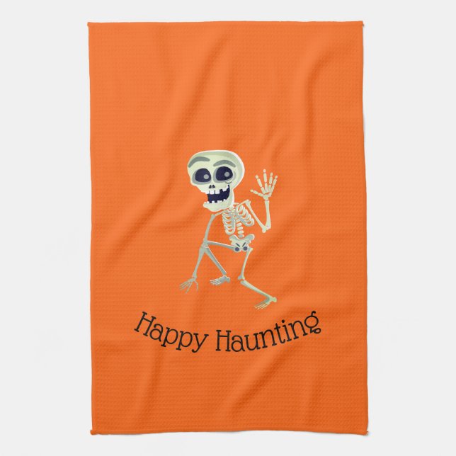 Serviette de cuisine d'Halloween squelette (Vertical)