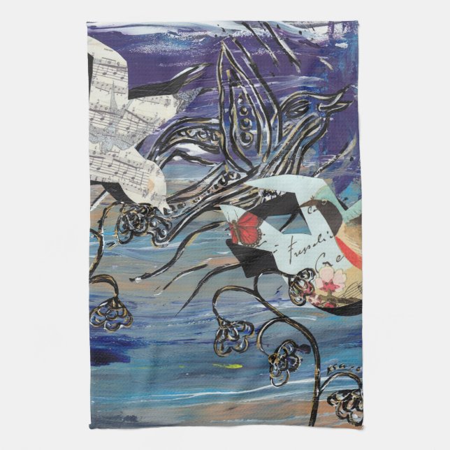 Serviette de cuisine d'oiseaux de chanson (Vertical)