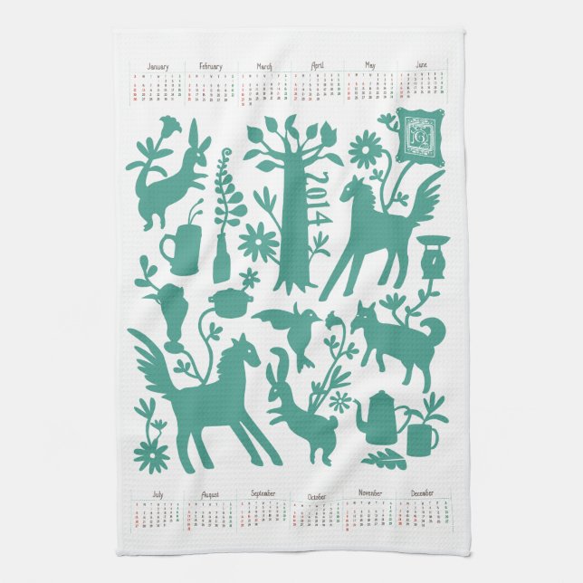 Serviette de cuisine d'Otomi avec le calendrier 2 (Vertical)