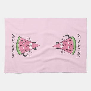 Serviette de cuisine drôle de chat de pastèque Wat