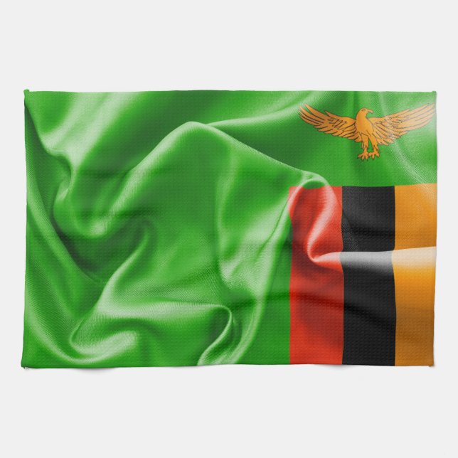 Serviette de cuisine du drapeau de la Zambie (Horizontal)