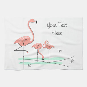 Serviette de cuisine du trio 4 de Flamants roses