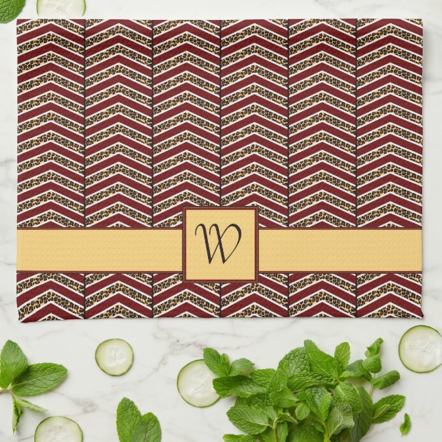 Serviette de cuisine Empreinte de léopard Chevron (Plié)