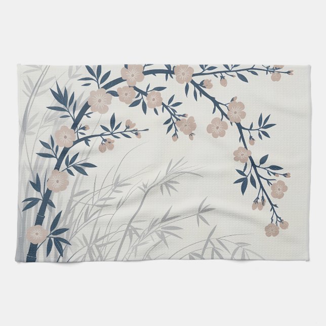 Serviette de cuisine en bambou cerise en fleur (Horizontal)