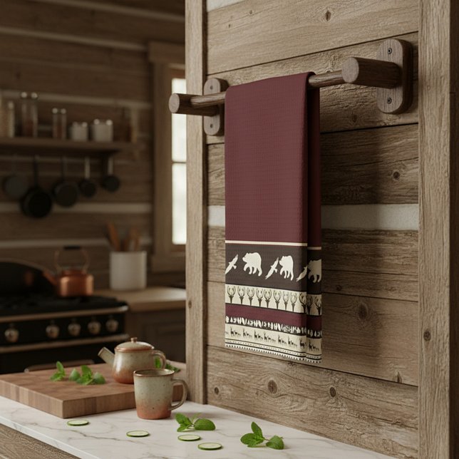 Serviette de cuisine en bois d'automne (Créateur téléchargé)