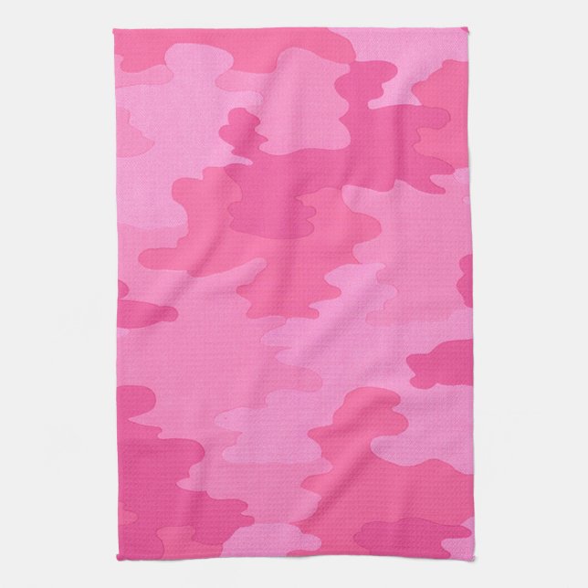 Serviette de cuisine en Camouflage rose chaud (Vertical)