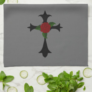 Serviette de cuisine en croix tribale noire