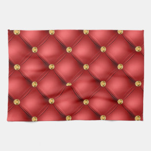 Serviette de cuisine en diamant rouge et or