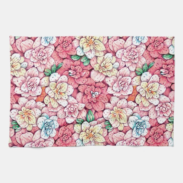 Serviette de cuisine en fleurs (Horizontal)